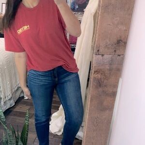 Heybo red men’s tahort size XLarge some staining